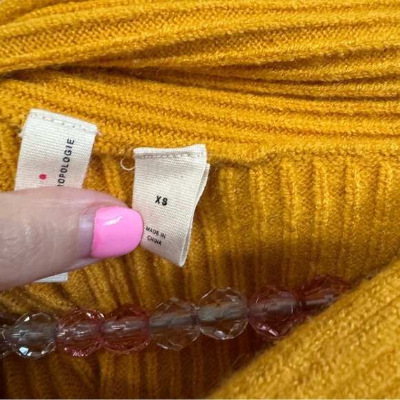 Moth by Anthropologie Off the Shoulder Sweater mustard gold ribbed - Picture 7 of 12
